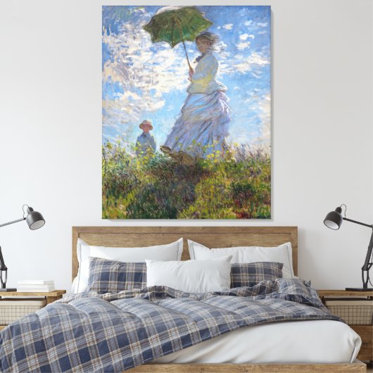 De dame met een parasol, van Claude Monet Canvas Afdruk (Insitu (Slaapkamer))