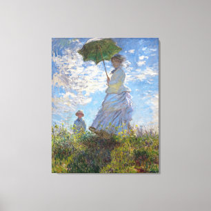 De dame met een parasol, van Claude Monet Canvas Afdruk