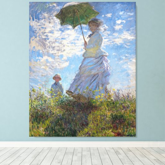 De dame met een parasol, van Claude Monet Canvas Afdruk (Insitu (Houten vloer))