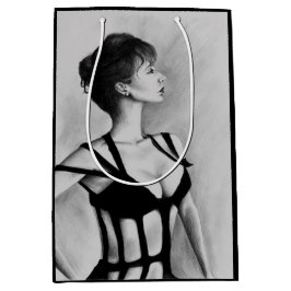 De dame sexy vrouw zwarte jurk portret kunst medium cadeauzakje