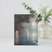 De Dame van de Digitale Kunst van het Meer Briefkaart (Staand voorkant)