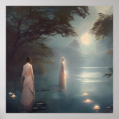 De Dame van de Digitale Kunst van het Meer Poster (Voorkant)