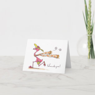 De Dame van de flamingo "dankt u" notecard Bedankkaart