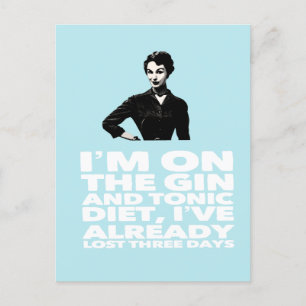 de  dame van de Gin en de Tonic Diet Briefkaart