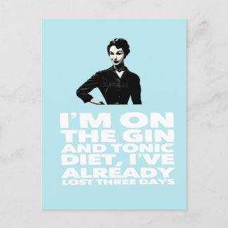 de  dame van de Gin en de Tonic Diet Briefkaart