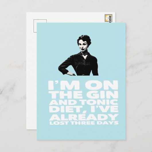 de  dame van de Gin en de Tonic Diet Briefkaart (Voorkant / Achterkant)