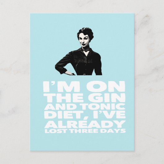de  dame van de Gin en de Tonic Diet Briefkaart (Voorkant)