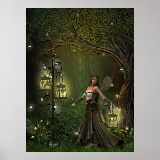 De Dame van de Lantaarns Druk Poster (Voorkant)