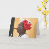 De Dame van de Sigaar van Cuba Kaart (Gele Bloem)