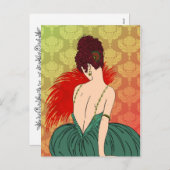 De Dame van het art deco met Damast - BIANCA: Feestdagenkaart (Voorkant / Achterkant)