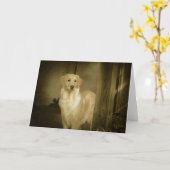 De Dame van het Wenskaart van het golden retriever Kaart (Gele Bloem)