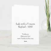 De Dame van Raphael met een Wenskaart van de Kaart (Achterkant)