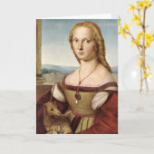 De Dame van Raphael met een Wenskaart van de Kaart (Gele Bloem)