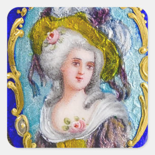DE DAME VAN ROCOCO'S MET ROZE ROZEN VIERKANTE STICKER