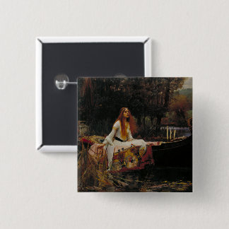 De Dame van Shalott: Een Keltisch meer spookverhaa Vierkante Button 5,1 Cm
