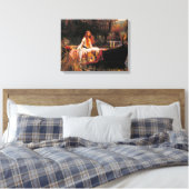 De Dame van Shalott (Middeleeuwse Schoonheid) Canvas Afdruk (Insitu (Slaapkamer))