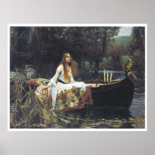 De dame van Sjalot, 1888 John William Waterhouse Poster