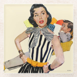 De dame was beledigd glazen onderzetter