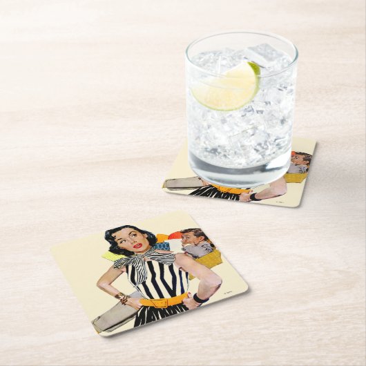 De dame was beledigd kartonnen onderzetters (Insitu)