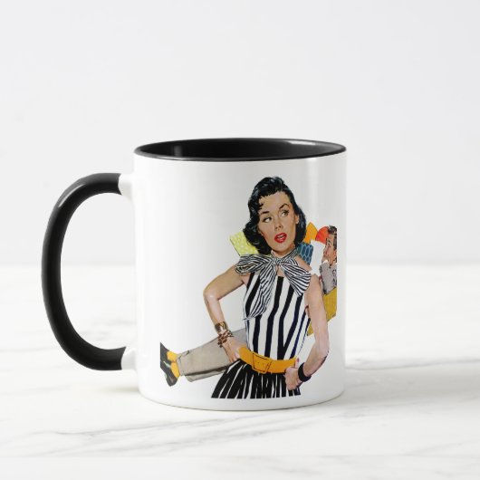 De dame was beledigd mok (Links)