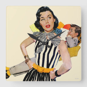 De dame was beledigd vierkante klok