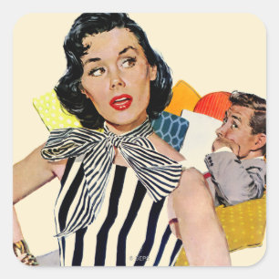 De dame was beledigd vierkante sticker