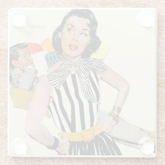 De dame werd beledigd 2 glazen onderzetter (Achterkant)