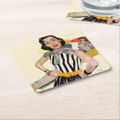 De dame werd beledigd 2 kartonnen onderzetters (Schuin)