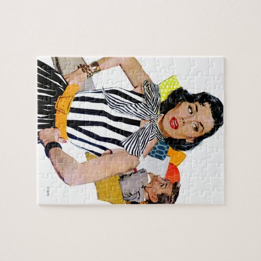 De dame werd beledigd 2 legpuzzel (Horizontaal)