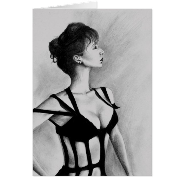 De Dame Woman portret zwart-witkunst (Voorkant)