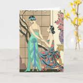 De Dames van het art deco door het Wenskaart van Kaart (Gele Bloem)