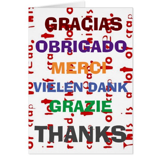 De dankbaarheid in verscheidene talen, geeft tekst (Voorkant)
