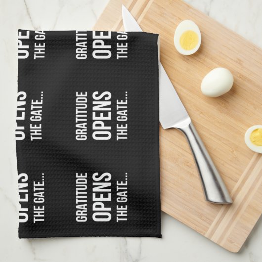 De dankbaarheid opent het inspirerend citaat van theedoek (Quarter Fold)