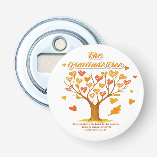 'De dankbaarheidsboom' knop flesopener Button Flesopener (Voorkant)