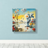 De dans van bloemen en hagelstenen canvas afdruk (Insitu (Houten vloer))