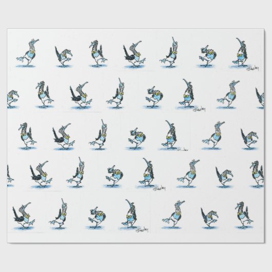 De Dans van de Blauwe Footed Boobie Wrapping Pappe Cadeaupapier (Vlak)