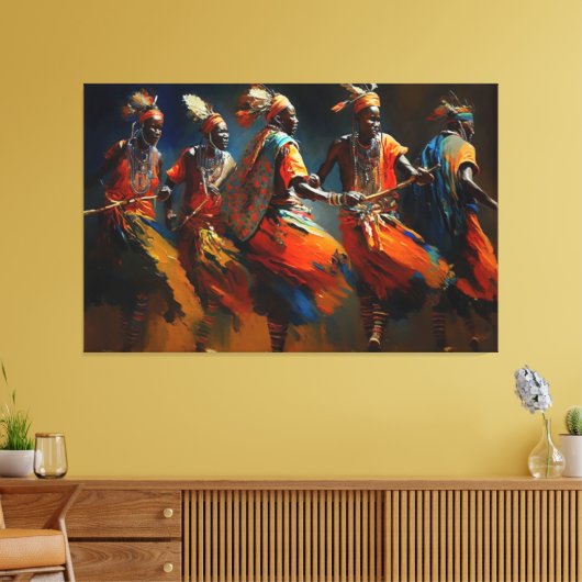 De dans van de Maasai, Afrika Canvas Afdruk (Insitu (Woonkamer))