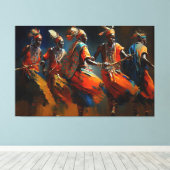 De dans van de Maasai, Afrika Canvas Afdruk (Insitu (Houten vloer))