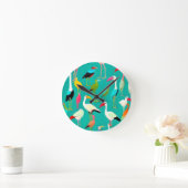 De dans van de vogelkleuren ronde klok (Huis)