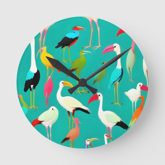 De dans van de vogelkleuren ronde klok (Voorkant)