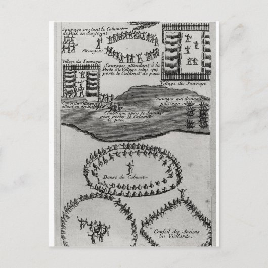 De dans van de vredespijp van Iroquois Briefkaart (Voorkant)