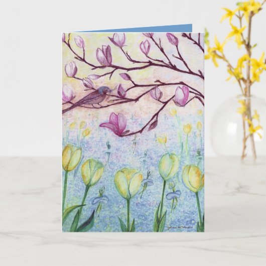 De dans van het vergeet-mij-nietje kaart (Gele Bloem)