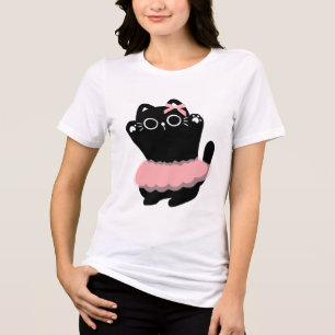 "De Dans van Vrouwelijkheid: Een zwarte kat komt t Tri-Blend Shirt