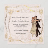 De Dansende Couple Wedding Uitnodiging uit 1920 (Voorkant / Achterkant)