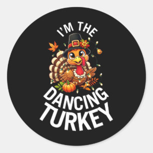 De dansende familie Turkije Matching Group Thanksg Ronde Sticker