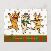 De Dansende Gouden Retrievers van Kerstmis Feestdagenkaart (Voorkant)
