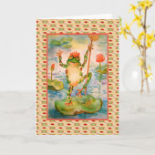 De dansende Kaart van de Verjaardag van de Kikker (Gele Bloem)