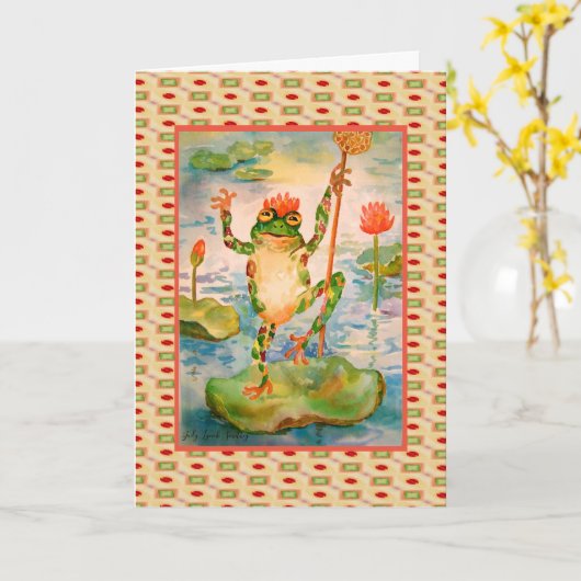 De dansende Kaart van de Verjaardag van de Kikker (Gele Bloem)