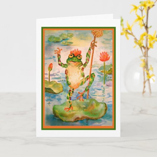 De dansende Kaart van de Verjaardag van de Kikker (Gele Bloem)