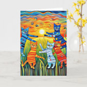 De Dansende Katten Kaart (Gele Bloem)